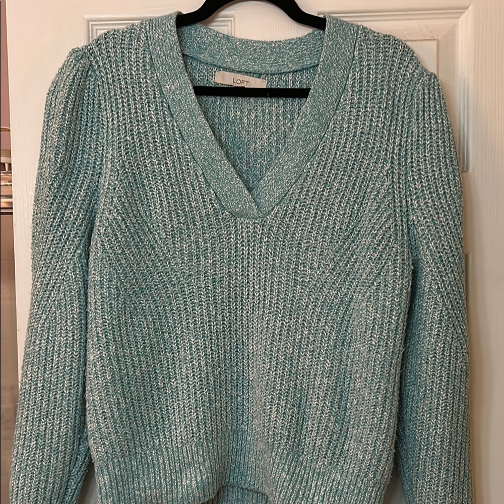 LOFT Women's V-Neck Sweater in Teal